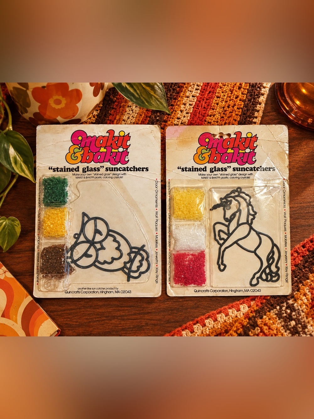 Listing Title:VTG 70s/80s Makit & Bakit Suncatcher Kits Lot of 2 SEALED